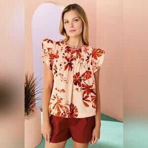 Marie Oliver XS Catie Sleeveless Blouse Top Aloha Summer Floral